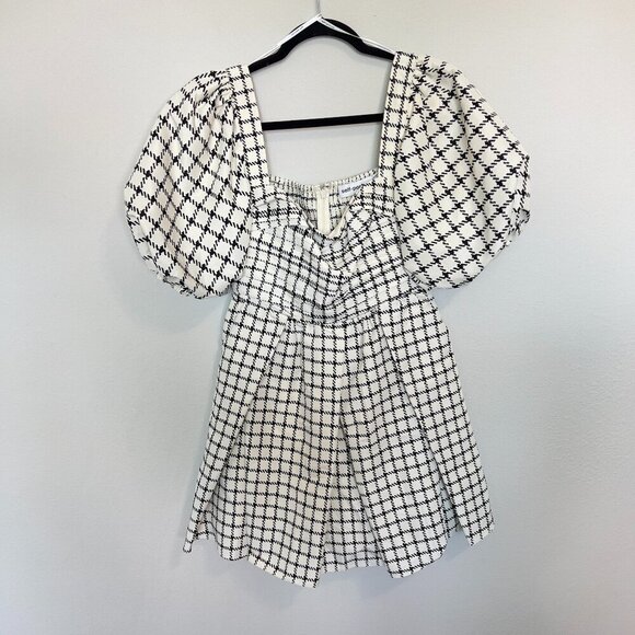 Self Portrait Monochrome Check Mini Dress Size UK10 US6 - Picture 2 of 6
